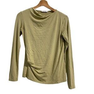 MM Lafleur Sage Matcha Green Ruched Long Sleeve Jersey Top Womens XS